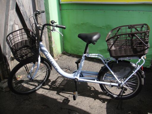 DCM　24インチ自転車　STACKVIEW　前後カゴ付き　３段切替　LEDオートライト　ママチャリ