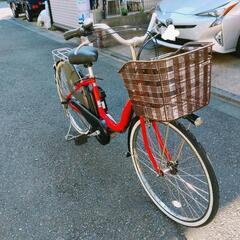 商談中　美車！　電動アシスト自転車　YAMAHA　ヤマハ　PAS ナチュラ 赤　26インチ　現行型　長持ち第３世代バッテリー8.7ah 充電器付の画像