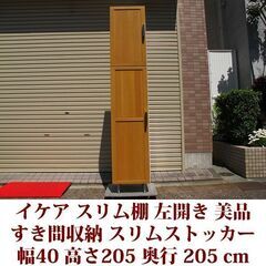 IKEA スリム棚 キャビネット 収納棚 扉付き 幅40cm 奥...