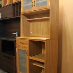 Momo natural/モモナチュラル LAND/ランド フレンチカントリー キッチンボード タイル天板  食器棚 中古家具 店頭引取歓迎 R5828)
