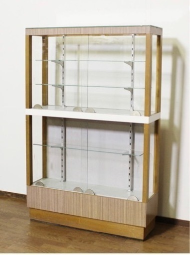 ガラスショーケース　昭和レトロ　什器棚　アンティーク　ヴィンテージ　コレクションケース　陳列