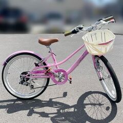 子供用自転車 22インチ ピンク 切替 6変速 女の子   