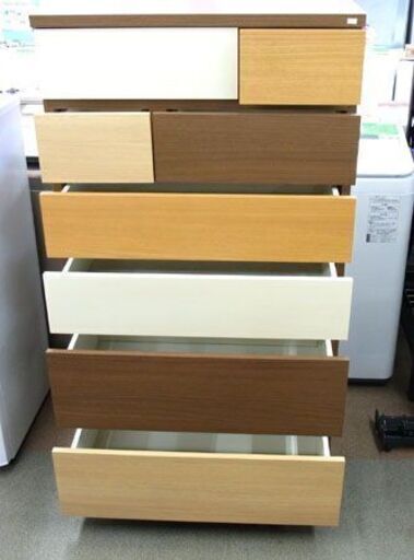 ニトリ 6段 チェスト 収納家具 ハイチェスト KAREN80HC 衣類収納 幅79.9㎝ ダークブラウン 札幌市 西岡店