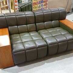 オールドカリモク｜カリモク家具｜本革｜分割｜2人掛ソファ