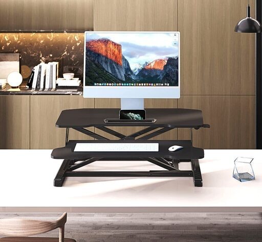 enge スタンディングデスク卓上 高さ調整可 昇降式デスク 幅80cm 奥行き40cm オフィスワークテーブル キーボード台付き 机上デスク SD315001WB