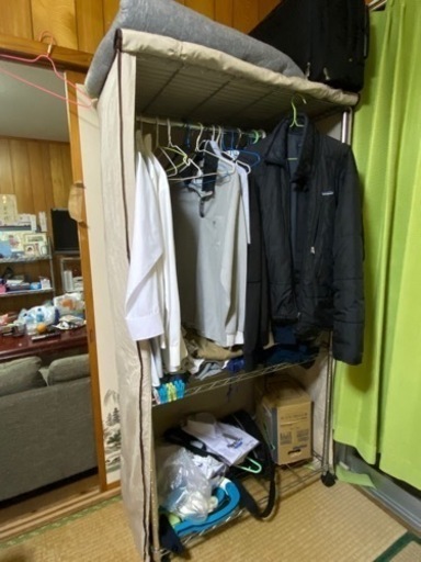 洋服掛けスチールラックカバー付