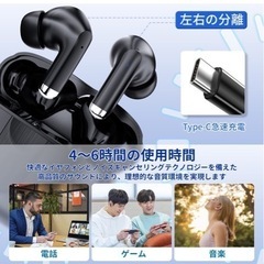 新品未開封！ワイヤレスイヤホン ブルートゥースイヤホン  Bluetooth5.2 Hi-Fi Type‐C急速充電  12時間再生 最大約36時間  の画像