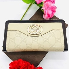 GUCCI グッチ 長財布 スーキー ブラック ホワイト レディース レザー