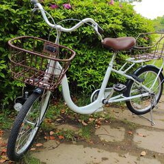 20インチ自転車、かご２つ付き　サイクルベースあさひ「モワティエミニ」の画像