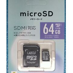 1年保証付 64GB LAZOS microSD XCカード マ...