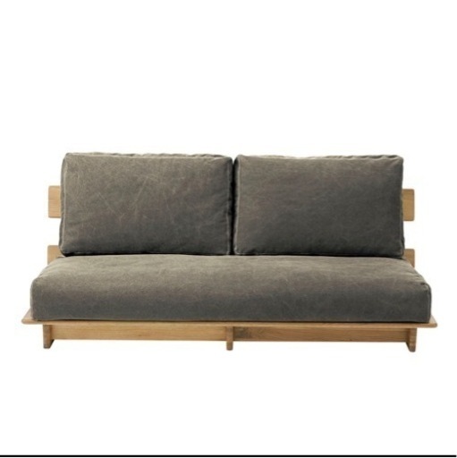 【商談成立】カバーが洗えるオーク材のフェザー入りローソファー