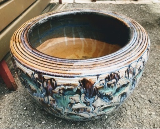 火鉢　昭和レトロ　陶器　割れ無し　メダカ