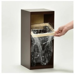 【受渡決定】木製ゴミ箱　45L袋可 木製 おしゃれ ふた付き 縦型 フロントオープン ゴミ袋が見えないの画像