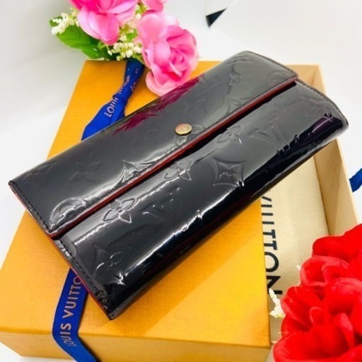 LOUIS VUITTON ヴィトン ヴェルニ ブラック 長財布 バイカラー