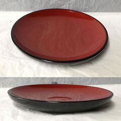 e1035 木製 菓子皿 天然木 本漆塗 高級漆器 うるし工芸 朱 紙箱入 茶道具の画像