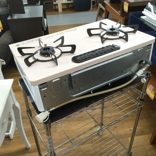 S237リンナイ ガステーブル 水がいらない片面焼グリル プロパンガスLPG用 右強火力 パステルピンク色 KGM64PK2R(LPG)⭐クリーニング済