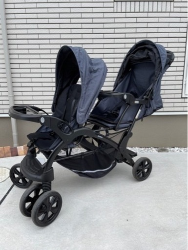 【美品】KATOJI ベビーカー　二人でゴー　DX デニム　二人乗りベビーカー