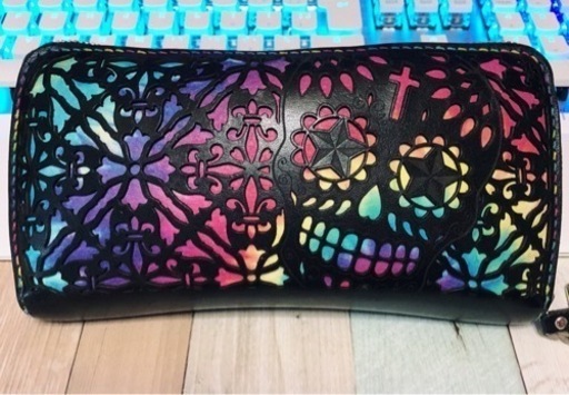 ルシアレザー  長財布  スカル  虹色  Ju-ken  VAMPS