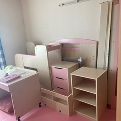 システムベッド　ピンク　マットレス付き　の画像