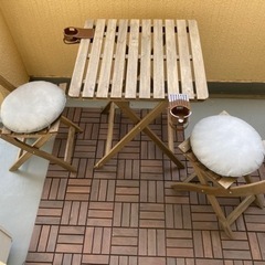 受付終了　IKEA ガーデンテーブルセット タイルの画像