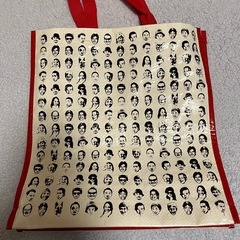 ショッピンングバッグ　赤　ASOKO　顔柄