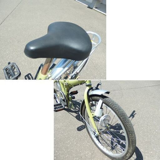 サビ多め 20インチ 折りたたみ自転車 グリーン系 VOLANTE 6段変速 荷台