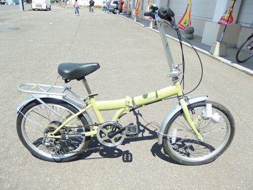 サビ多め 20インチ 折りたたみ自転車 グリーン系 VOLANTE 6段変速 荷台付き  ☆ 札幌市 北区 屯田