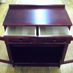 オールド カリモク 電話台 レトロ 幅：約62.5cm ガラス扉 サイドボード 旧ロゴ 家具 札幌市 厚別区 の画像