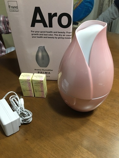プリマアロマ加湿器　試運転のみ　新品カートリッジ２つ付き