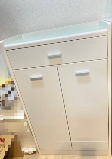 美品‼︎ガラス天板シューズボックス　収納