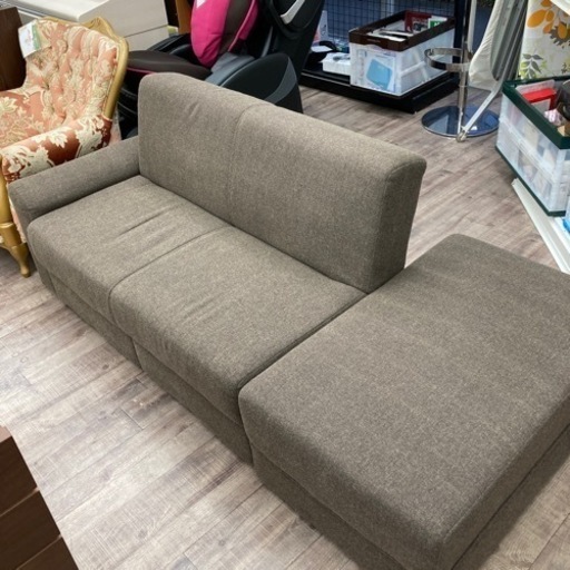 【売約済】ニトリ ソファベッド タキノウ4 ダークブラウン 引き出し付き スツール付き 二人掛けソファ NITORI