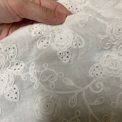 刺繍透かし白の泡袖の上着の画像