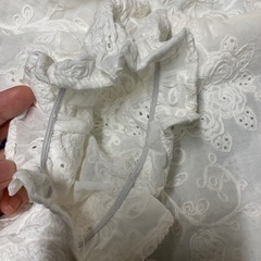 刺繍透かし白の泡袖の上着の画像