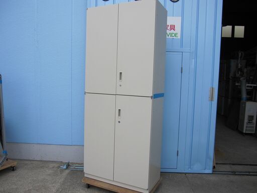 上下書庫セット　鍵あり　両開き/両開き　ニューグレー　生興製