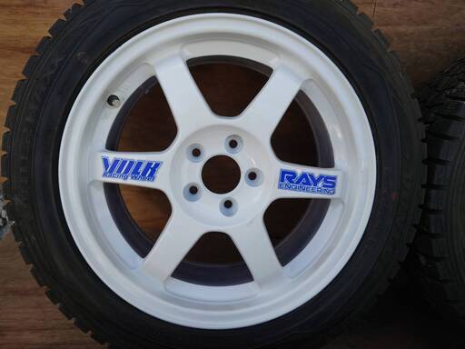 ●RAYS VOLKRACING TE37アルミ☆スタッドレスタイヤセット！16ｘ7.0J+46 5H PCD100☆DUNLOP WINTERMAXX01 205/55R16　☆4本セット☆　5019