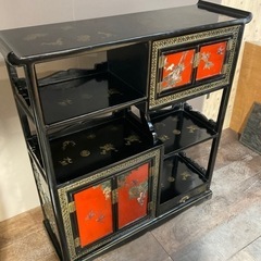 値下げ 螺鈿細工 茶棚 豪華彫刻 茶箪笥 茶タンス 飾り棚 違い棚 茶道具 中国家具の画像