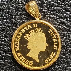 K24 純金 1/10oz エリザベスⅡ世 ツバルホース　ペンダ...