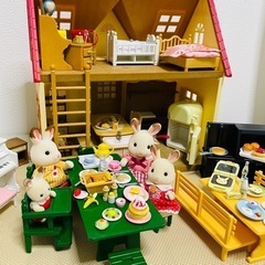 決定済み★はじめてのシルバニアファミリーおうち家具うさぎ家族人形...