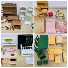 決定済み★はじめてのシルバニアファミリーおうち家具うさぎ家族人形セットぬいぐるみまとめ売りの画像