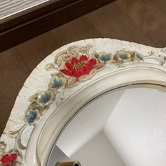 鏡　ミラー　ヴィンテージ　アンティーク　花　鏡台　ウォール　壁掛けの画像