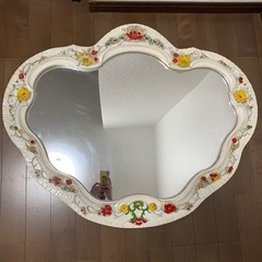 鏡　ミラー　ヴィンテージ　アンティーク　花　鏡台　ウォール　壁掛け