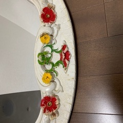 鏡　ミラー　ヴィンテージ　アンティーク　花　鏡台　ウォール　壁掛けの画像