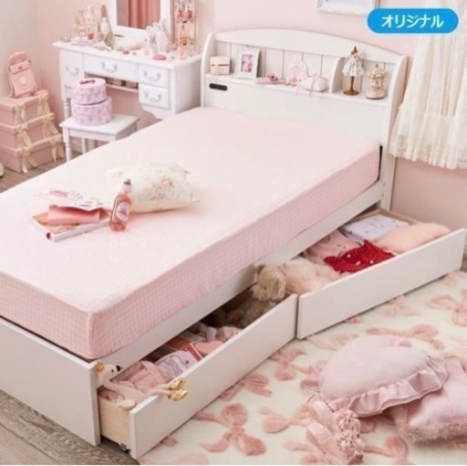 【美品】大量収納ベッド（セミダブル・本体\u0026マットレス）