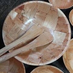 木製（？）サラダボウル＆取皿セットの画像