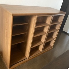 木製本棚　スライド可動棚