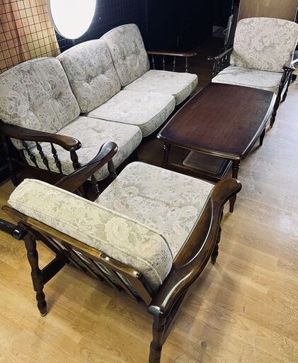 リサイクルストアスターズ城西店 karimoku カリモク レトロ アンティーク家具 応接5人掛けセット