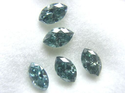 未使用品 天然ブルーダイヤモンド トリート マーキスカット 5ピース 計1.11ct SIクラス 1ピース0.2ct Natural diamond