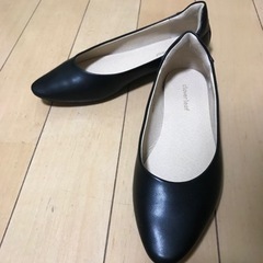 【取引中】合革ぺたんこ超ローヒールパンプス　24cm3E相当