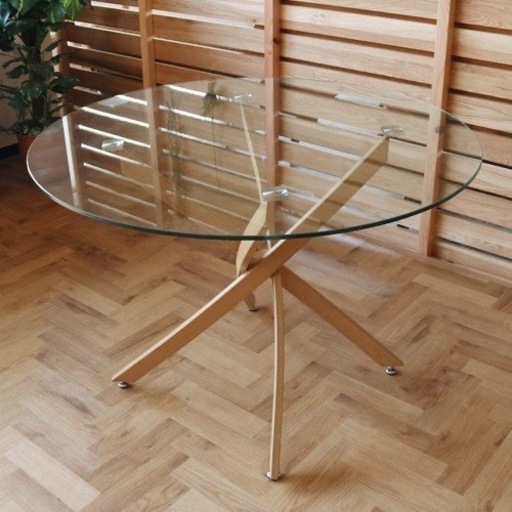 値下げしました！円形ガラスダイニングテーブル