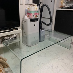 お渡し待ち✱引越しに伴い即お渡し希望！一枚板ガラステーブル